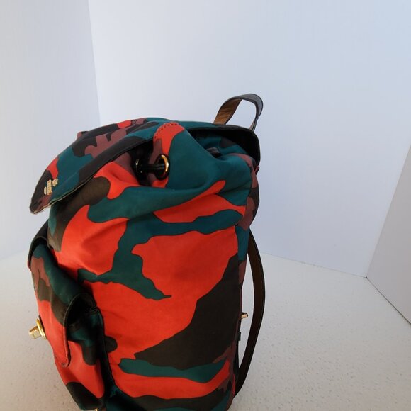 RARE Coach nylon backpack/daypack F11848 in colorful camo with leather straps - Picture 9 of 14